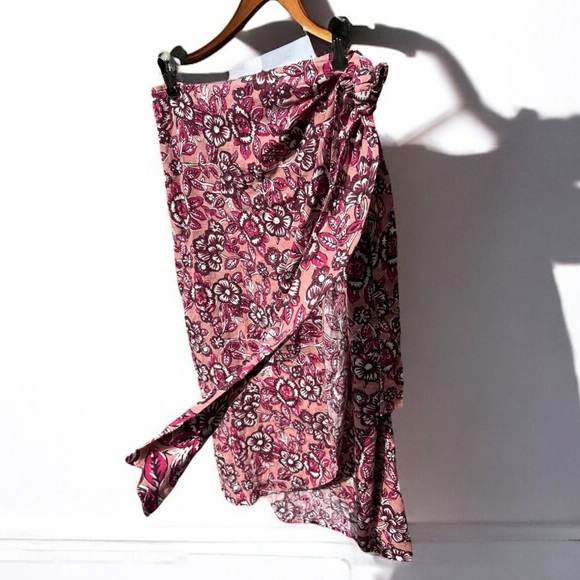 🌻NEW NWOT FAHERTY Pacifica Rose Desert Bloom Print Wrap Skirt Size Medium - Picture 4 of 9